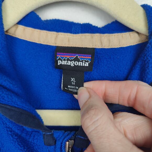 Patagonia Micro D Snap-T Jacket Kids XL 14 Blue Teal Full Zip Fleece Hooded - Picture 3 of 10